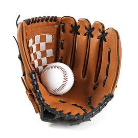 POFET Baseball Glove, Sports Batting Gloves with Baseball PU Leather Left Hand Catcher's Mitt, Adjustable and Comfortable 11.5 inch Left Hand Glove for Kids Youth Adults