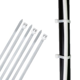 HORZEFIX Cable Ties Pack of 100 White Weatherproof Long UV Resistant Universal Ties 2.5 / 3.6 / 4.8 / 7.6 Wide (4.8 x 200 mm)