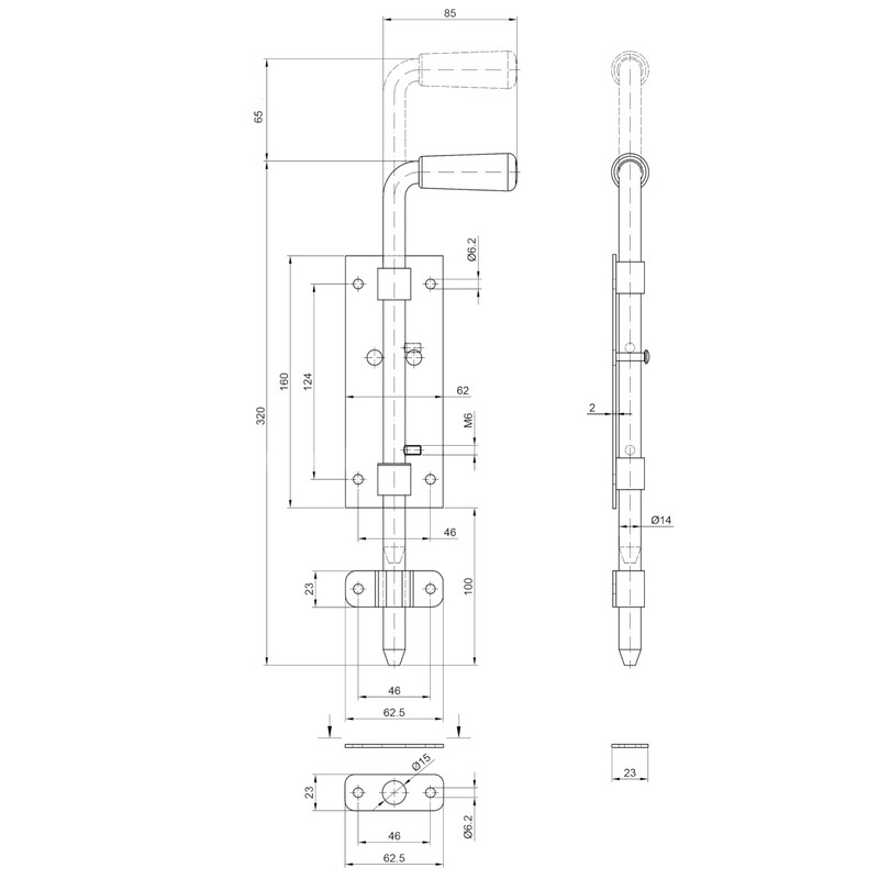 220/12 Garden Gate Bolt 2 Sheet Metal