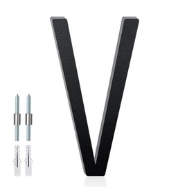 SpNo1-MS 3 Inch Floating Aluminum House Address Numbers Letters, Modern Metal House Numbers for Outside, Black Metal Door Address Letter and Number for Home Garden Office Apartment (V)
