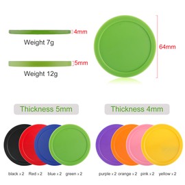 BQSPT 16 Pieces Air Hockey Pucks 2.5 Inch 64mm Heavy Replacement Pucks Air Hockey Tables Pucks for Game Tables Equipment Accessories(8 Thick 12 Grams and 8 Thin 7 Grams)