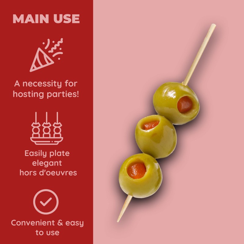 Jacent 4 Inch Appetizer Bamboo Skewers. 300 Count per Pack,