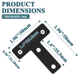 Rierdge 12 Pcs 1.96" x 1.96" T-Shape Flat Corner Brace Brackets, Mending Repair Plates Corner Brackets with Screws, Black