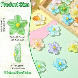 Airssory 18 pcs 9 Colors Luminous Plumeria Gradient Color Resin Cabochons Hawaii Flower Floral Frangipani Flatback Charms for DIY Jewellery Making Nail Photo Hair Phone Decor