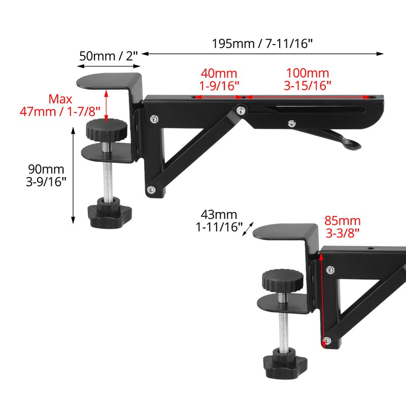 QWORK® Set of 2 Desk Extension Brackets with Table Mounting