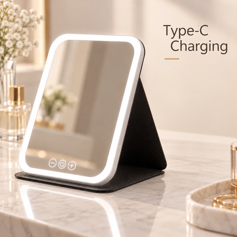 LED Dimmable Makeup Mirror with 3 Color Light Modes, Adjustable