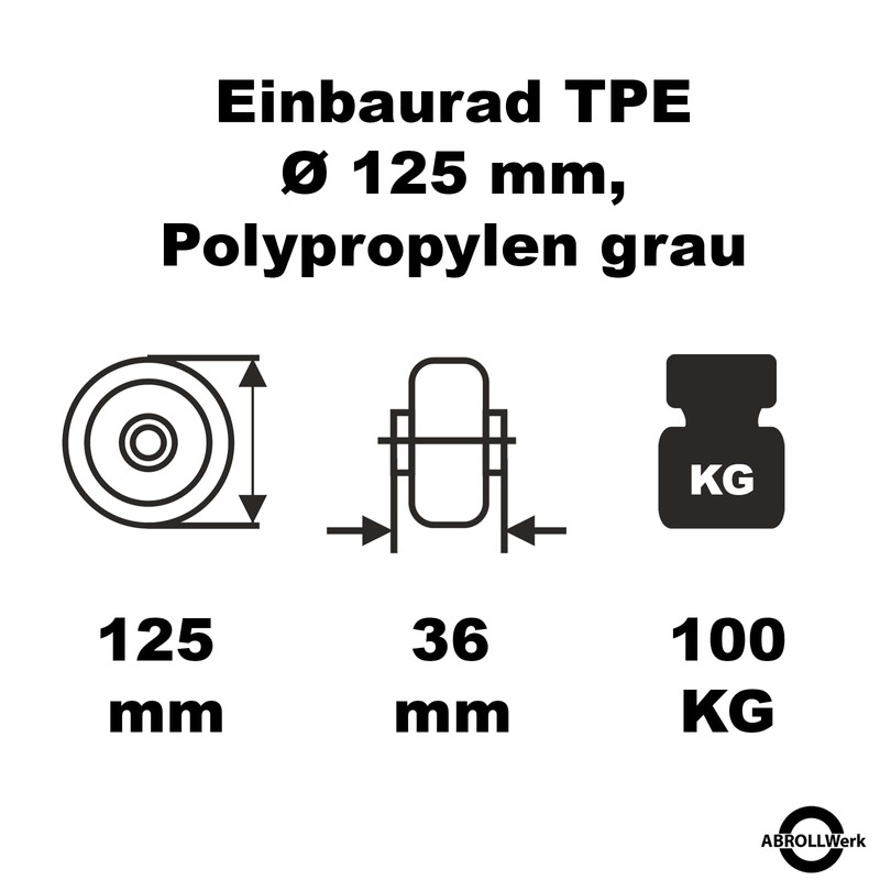 T.P.E. Flush-Mounted Wheel 125 mm Axle Apparator Roller Set of