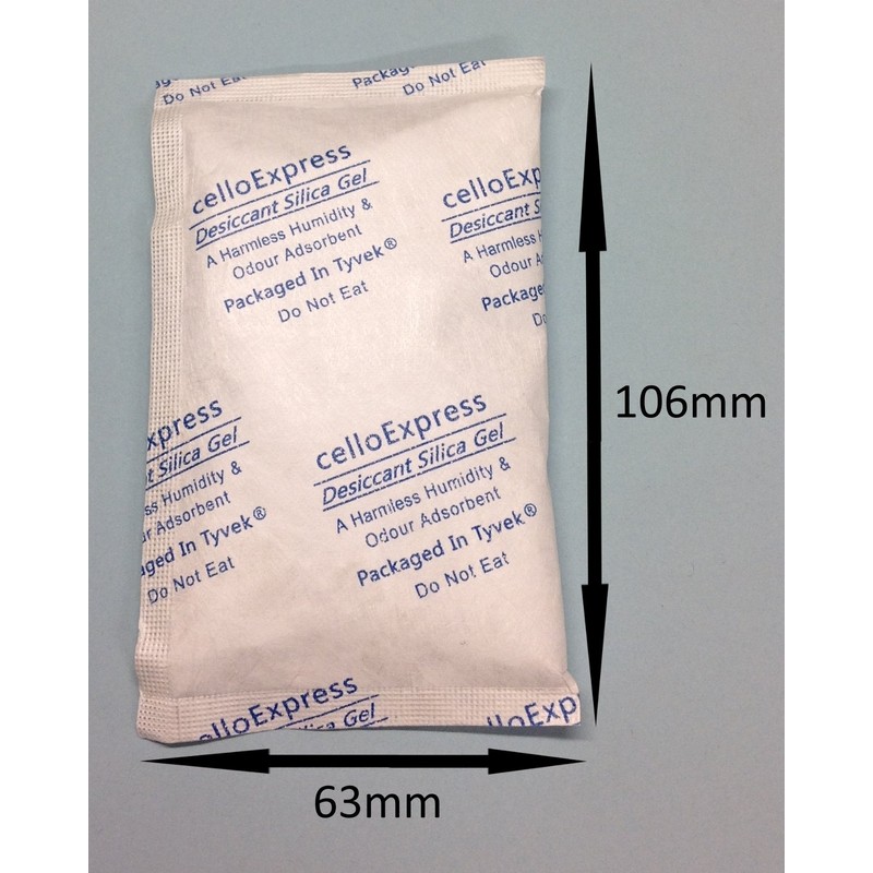 celloexpress Silica Gel Pouches - 25g Silica Gel in Tyvek