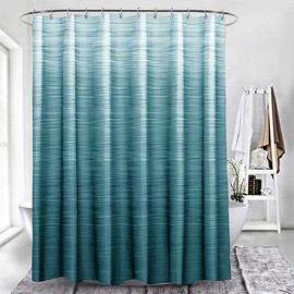 Xlabor Colour Gradient Shower Curtain 240 x 200 cm Waterproof Anti-Mould Fabric for Bathroom Turquoise 180 x 200 cm