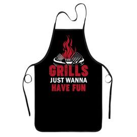 zukmvuh Aprons for Men Grilling, Funny BBQ Aprons for Men, Chef Grilling Cooking Apron for Men, Grills Just Wanna Have Fun BBQ Accessories Kitchen Apron Gift for Men Dad Husband Birthday/Father’s Day
