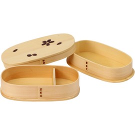 Iris Plaza BDH172 Wooden Oval Sakura Lunch / Bento Box, Band Included