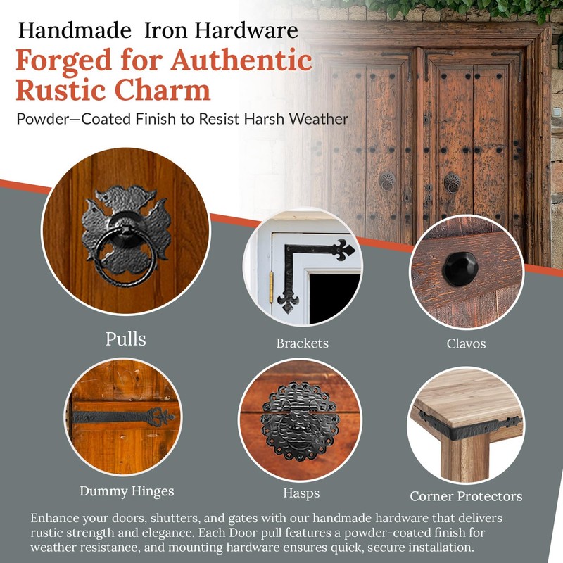 2 Pack 7.5" Black Door Handle - Heavy Duty Decorative