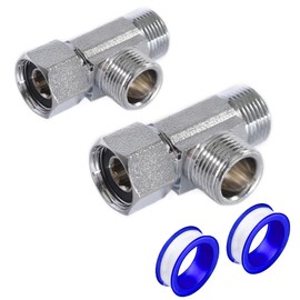 Breezliy Brass Angle Stop Add-A-Tee Valve,3/8-Inch Compression Inlet X 3/8-Inch Compression Outlet X 3/8-Inch Compression Outlet (3/8x 3/8x 3/8 Add-A-Tee Chromed)
