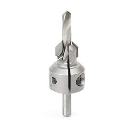 Amana Tool Di-Count Adjustable Countersink for Drills, 20202, 1/4-13/32 Shank for Wood Screws 2-18