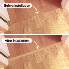 Tira de transición de piso de goma Bond - Tiras de vinilo autoadhesivas, tiras de cubierta de piso laminadas | Tira divisora plana, fácil de instalar y despegar (48 pulgadas, café)