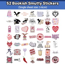 NATOSU 52 Pieces Aesthetic Book Stickers, Waterproof Anime Stickers for Laptop, Diary, Kindle, Suitcase, Motorcycle Helmet, Scrapbook, Pink, Kawaii Reading Stickers for Girls