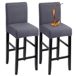 YISUN Waterproof Bar Stool Covers, Stretch Bar Stool Cover with Backrest, Removable Washable Chair Covers, Bar Stool Covers for Short Swivel Chair, Dining Room Chair, Bar Stool (2, Dark Grey)