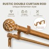 TKZTKZ Wood Double Curtain Rod,1" Adjust Farmhouse Boho Wooden Rods,36-88"