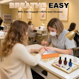 Nail Dust Collector | 1000PA Professional Nail Dust Collector | 10 Speed Levels| Low Noise & Strong Suction| Reusable Filter, 10 Pads + Nail Dust Brush| for Acrylic Nails, Salon & Home -Orange Diamond