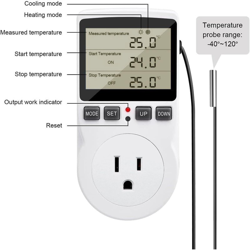 Diymore 1800W Plug in Thermostat Temperature Controller Electric Digital RV