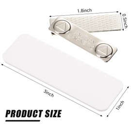 Henoyso 50 Sets 1 x 3 Inch Magnetic Name Tags Blank Magnetic Badge Holder Bulk Acrylic DIY Badges with Adhesive Tape Custom White Printable for Jacket Shirts Supplies