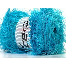 Large 100 Gram Skein Turquoise Blue Eyelash Yarn Fun Fur 164 Yards