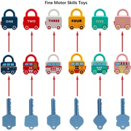 Lock and Key Toys for Toddlers, Montessori Lock and Key Car Toy Set, Baby Learning Locks with Keys Preschool Number Counting Matching Early Educational Learning Toy, Kids Boys Girls 18 Months+