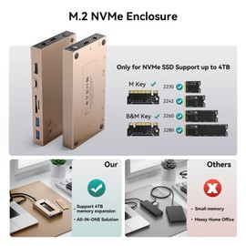 Yottamaster Aluminum USB C Hub with M.2 NVMe SSD Enclosure, 10-in-1 USB C Docking Station 10Gbps for NVMe PCI-E M.2 SSD, Support 100W Charging, 4K HDMI, RJ45, 4 USB Ports, Audio, SD/TF Card Reader