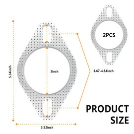 2PCS 2" Car Exhaust Gasket With 2-Bolt, Replaces OEM#120-06310-0002, Manifold and Flange Car Accessories Made of High Temp Material (3 Inch)
