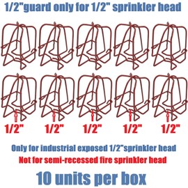 Happy Tree (10 Pack) 1/2" IPS Fire Sprinkler Head Guard Cover Red for Pendent & Upright & Horizontal Sidewall Head - Double Hook Fire Sprinkler Head Cover Cage