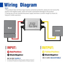 DC 12V/24V to 3-24V 2A 20W MAX Adjustable Voltage Converter DC 8-32V to 3-24V 3A 20W MAX IP67 Waterproof Step-Down Transformer Buck Converter for Robotics, Motor, Automotive, LED, etc