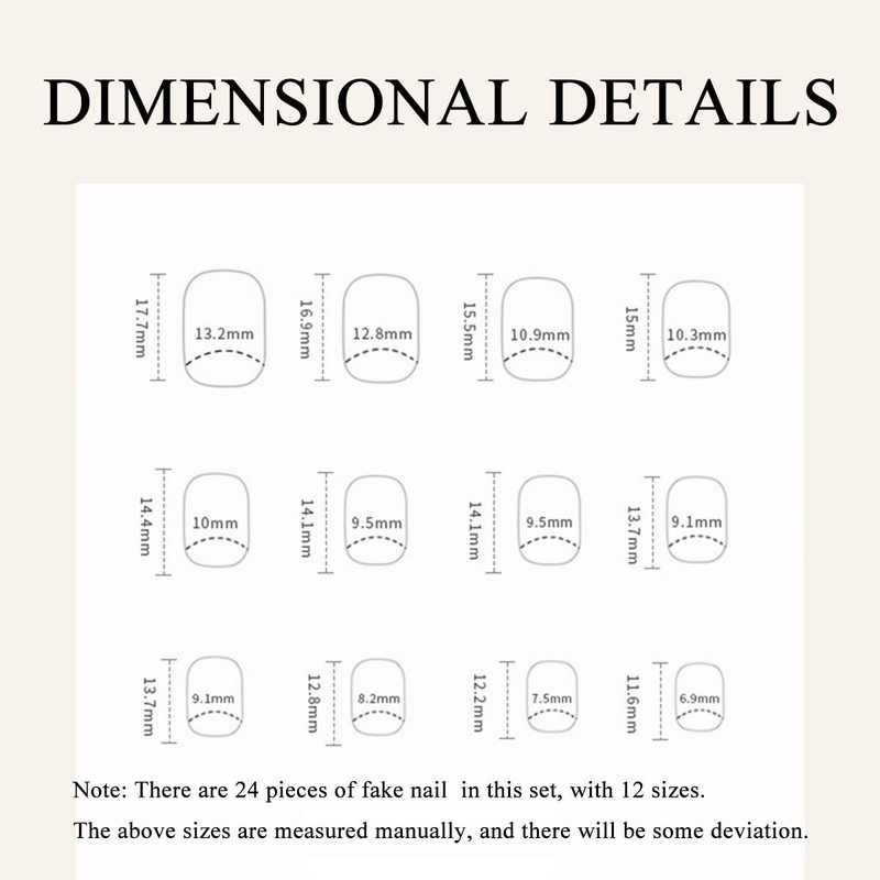 Juneyemo 24 Pcs Short Square False Nails Shimmery Press On