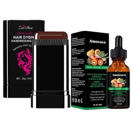 Hair dye comb Disposable,Easy to Color, Portable for Quick Touch - Ups, Covers Gray Hair, Resists Fading and Clumping:_zaidoc-02#COFFEE+30ml Batana Hair Treatment Oil
