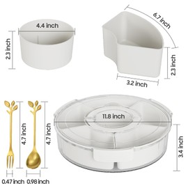 PXYHMUS Portable Snackle Box Container, Divided Serving Tray with Lid and Handle, 6 Compartments Snack Box, Veggie, Snack and Fruit Tray