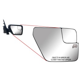 SAILIN Passenger Right Side Mirror Glass Heated with Plate Fold for 21 to 25 Ford F-150