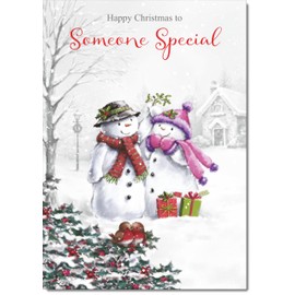 doodlecards Someone Special Christmas Card Two Snowmen Medium Size Christmas Card for Someone Special with Plain Envelope