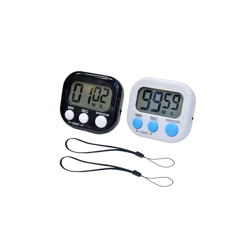2 Pack Small Digital Kitchen Timer Magnetic Back and On/Off,
