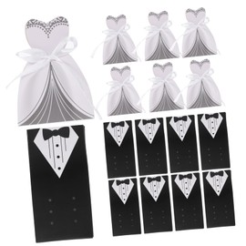 GRIRIW 100pcs Wedding Favor Boxes Bride Bridegroom Shape Candy Boxes for Weddings Birthdays Crafts Easy to Assemble Paperboard Present for Treats
