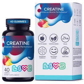 LIVS Creatine Monohydrate Gummies – Pre Workout Creatine for Women & Men | Tasty Gummy Vitamins for Energy, Strength & Muscle | Sugar Free, Gluten Free, Vegan Creatine Supplement for Gym – 80 Count