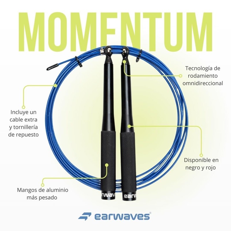 Earwaves ® Momentum Jump Rope Aluminium 3 Metre Steel Cable