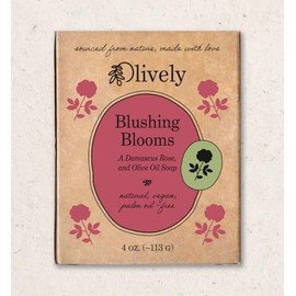 Blushing Blooms - Simple Ingredients - Cold Process - Vegan Soap Bar, Damascus Rose and Olive Oil, Palm Oil-Free, 4 oz