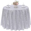 WISPET Silver Sequin Tablecloth 108" Round Sparkly Drape Table Cloths