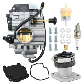 laffoonparts YFM250 Carburetor w/Fuel Filter Replacement for Yamaha Bear Tracker 250 YFM250 YFM250X 1999-2004 Replace#: 4XE-14140-12-00, 4XE-14140-13-00