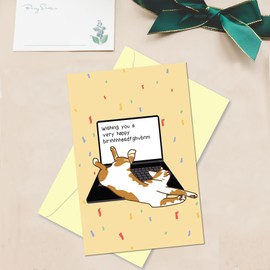 Arsagen Funny Sarcastic Birthday Card - Rude Cat Card for Cat Dad, Mom, Husband, Wife, Brother, Sister - Wish You a Very Happy Birthday