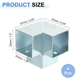 sourcing map 3-Way Gazebo Brackets Kit, Right Angle Corner Bracket Woodworking DIY Post Base Kit for 1.3" x 1.3" Lumber for Outdoor Patio Gazebo Log Cabins (4 Pack)