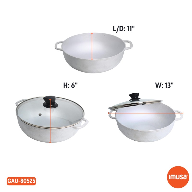 IMUSA Caldero Stock Pot with Glass Lid 4.3QT, 26cm, Cast