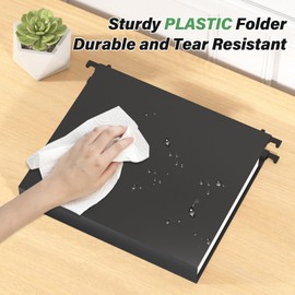 Ansook Plastic Hanging File Folders Letter Size,6 Pack Reinforced Expanding Extra Capacity Hang Folder,Heavy Duty 2”Expansion,Filing Cabinet Folders,Insertable Tabs,for Office, School & Home,Black