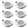 SEBSON 6x Downlight type 14 Bathroom IP44, Aluminium, Silver, LED/Halogen