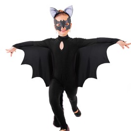 WILLBOND Kids Bat Vampire Costume Accessories Halloween Bat Costume for Kids Bat Mask Bat Ears Headband for Bat Theme Party(6-9 Years)