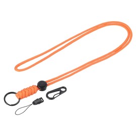 TOP-VIGOR 1Pcs Badge Lanyard, 20 Inch Necklace Keychain Badge Cord Metal Clasp Hook Ring Strap for Keys Whistle ID Card Badge Holder, Orange